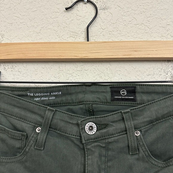 AG ADRIANO GOLDSCHMIED Super Skinny The Legging Ankle Jeans Raw Hem Green - Picture 7 of 11